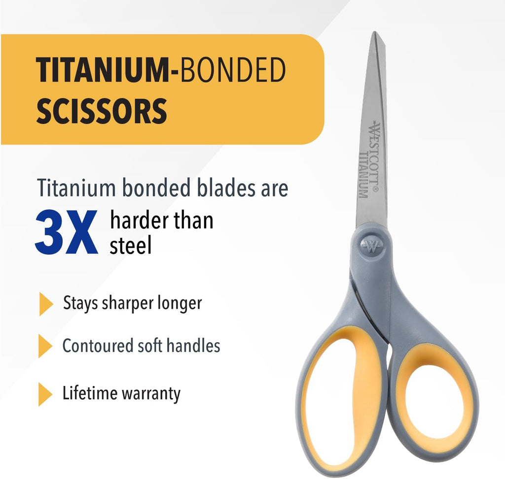 Westcott Titanium Bonded Scissors With Soft Handles, 7" Straight, single (13526)