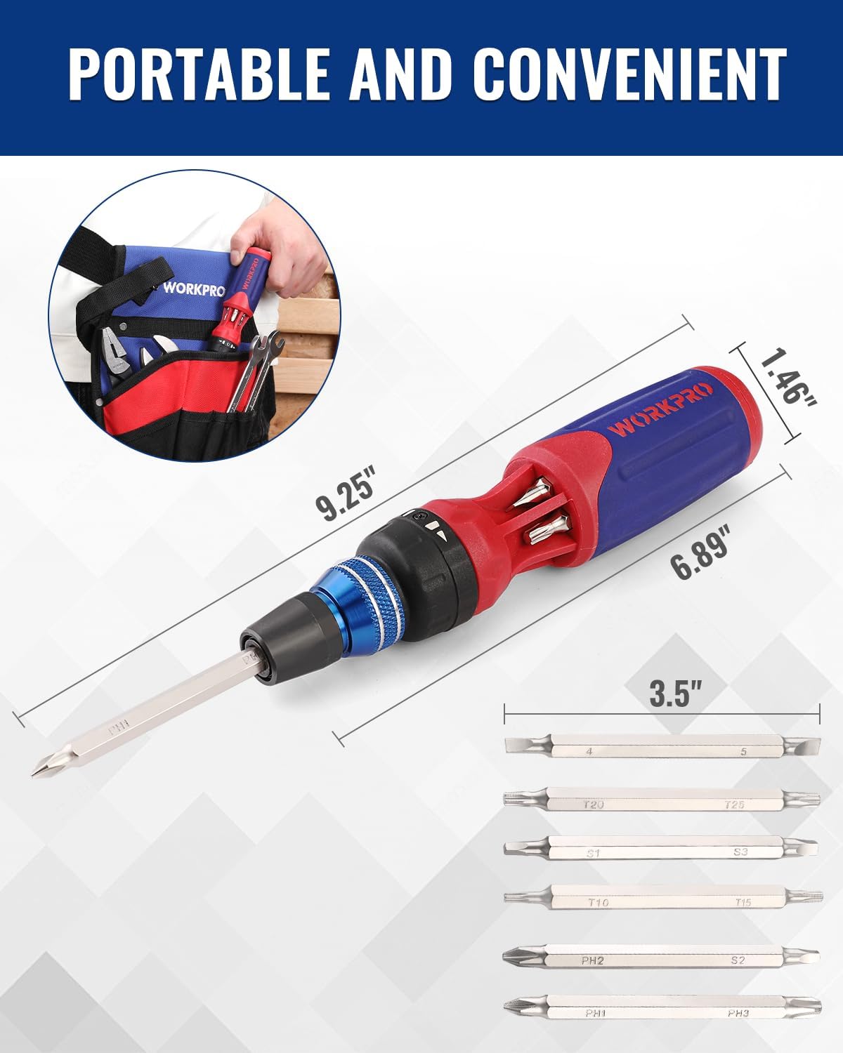 WORKPRO 12-in-1 Ratcheting Multi-Bit Screwdriver Set