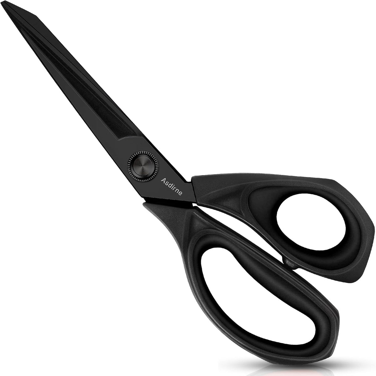 Asdirne Black Titanium Fabric Scissors, Dressmaking Scissors with Heavy Duty Multi-Purpose Titanium Coated Blades and Comfortable Soft Grip Handles, Black, 25CM
