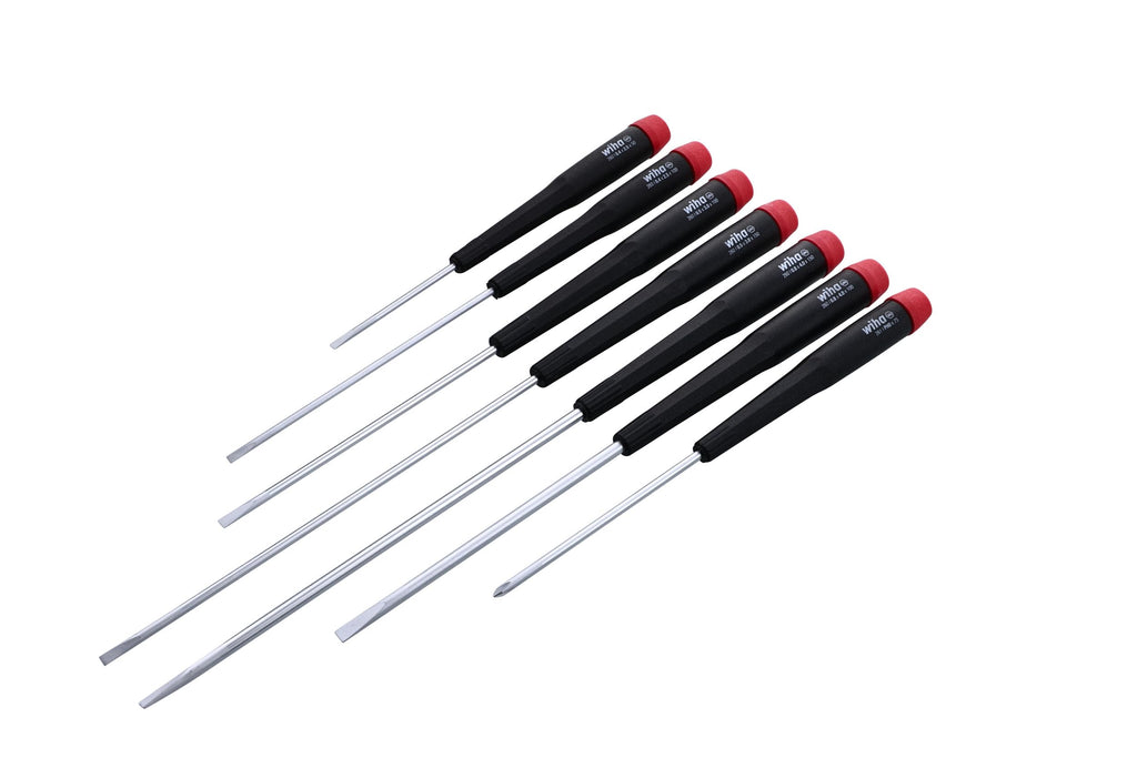 Wiha 26197 Precision Screwdriver Set, 7-Piece Mini Slotted & Phillips, PicoFinish Handles with Rotating Caps, Small Screwdrivers for Electronics & Fine Work