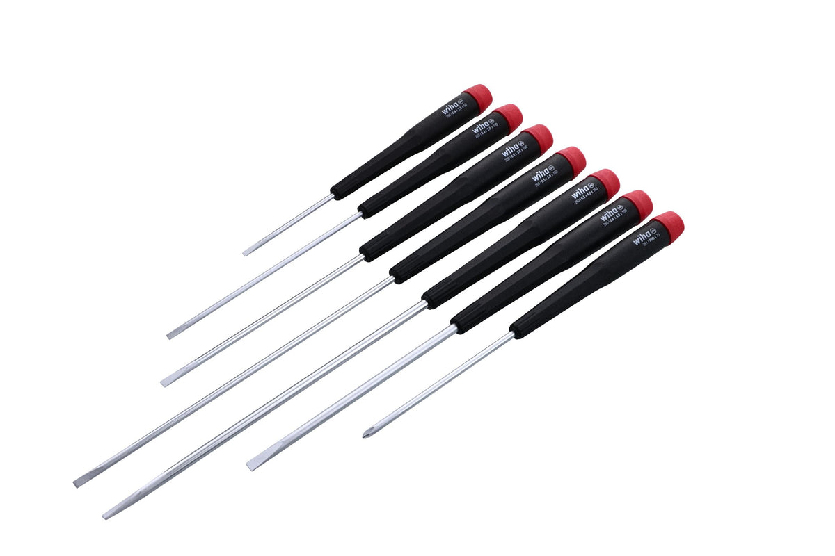 Wiha 26197 Precision Screwdriver Set, 7-Piece Mini Slotted & Phillips, PicoFinish Handles with Rotating Caps, Small Screwdrivers for Electronics & Fine Work