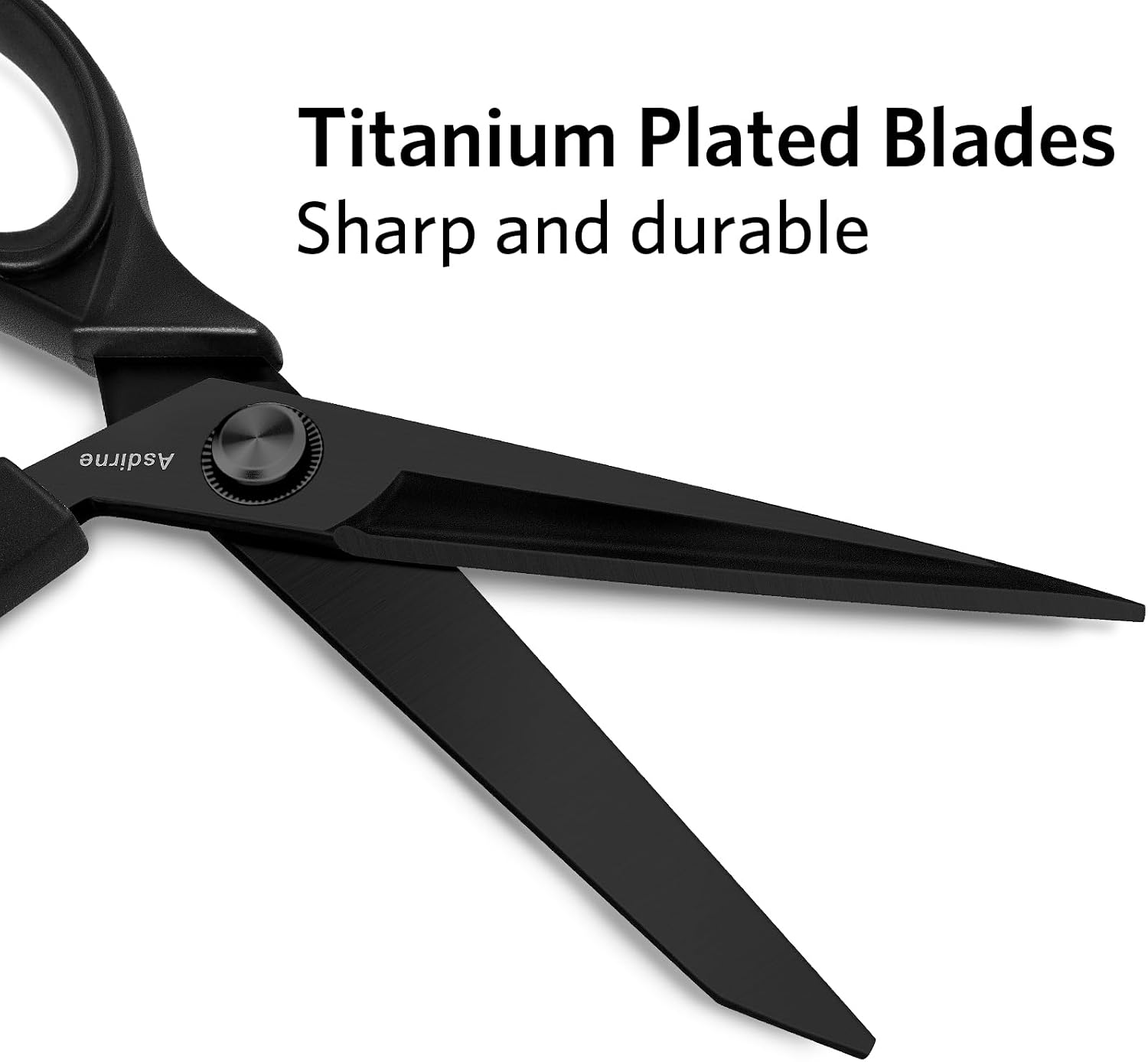 Asdirne Black Titanium Fabric Scissors, Dressmaking Scissors with Heavy Duty Multi-Purpose Titanium Coated Blades and Comfortable Soft Grip Handles, Black, 25CM