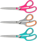 Scissors All Purpose,8.5'' Scissors for office Bulk 3-Pack Stainless Steel Sharp for Home School Sewing Fabric Craft Supplies