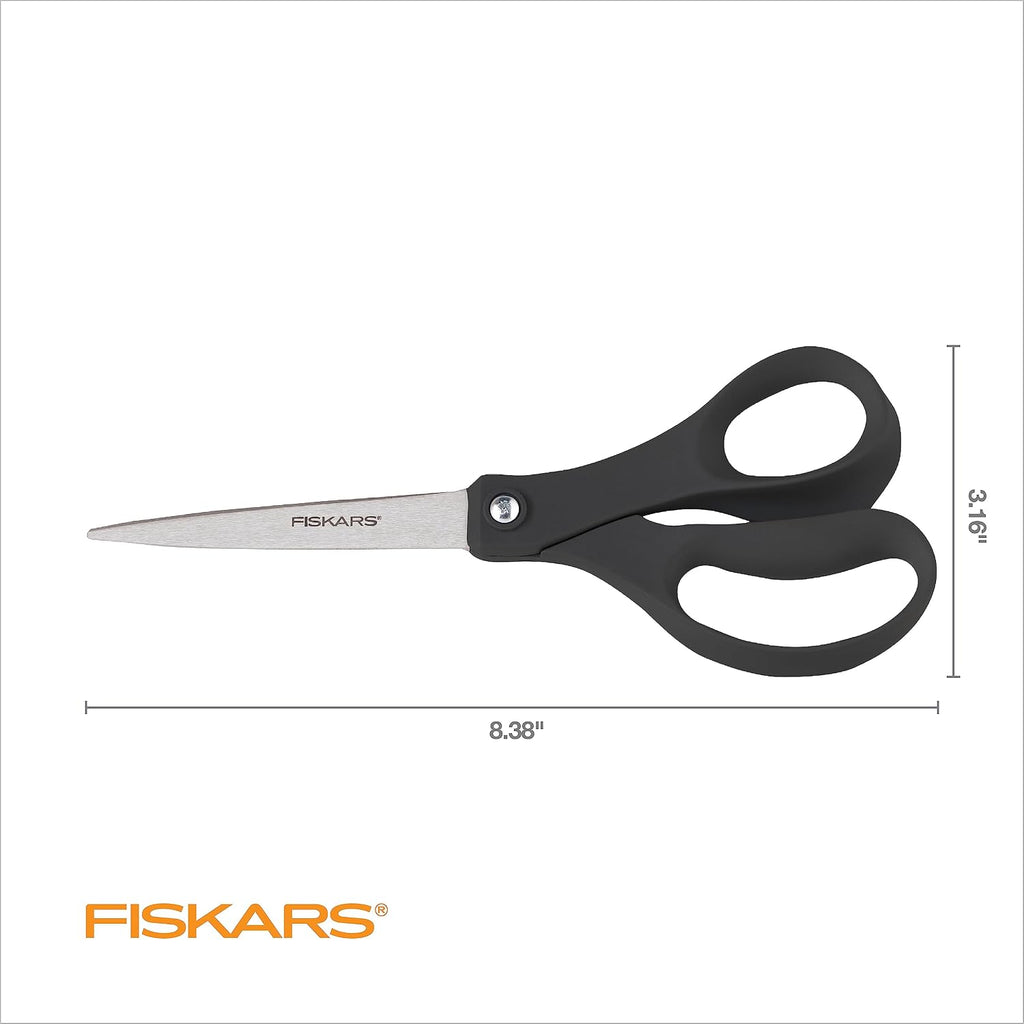 Fiskars 8" Everyday Stainless Steel All Purpose Scissors, Grey