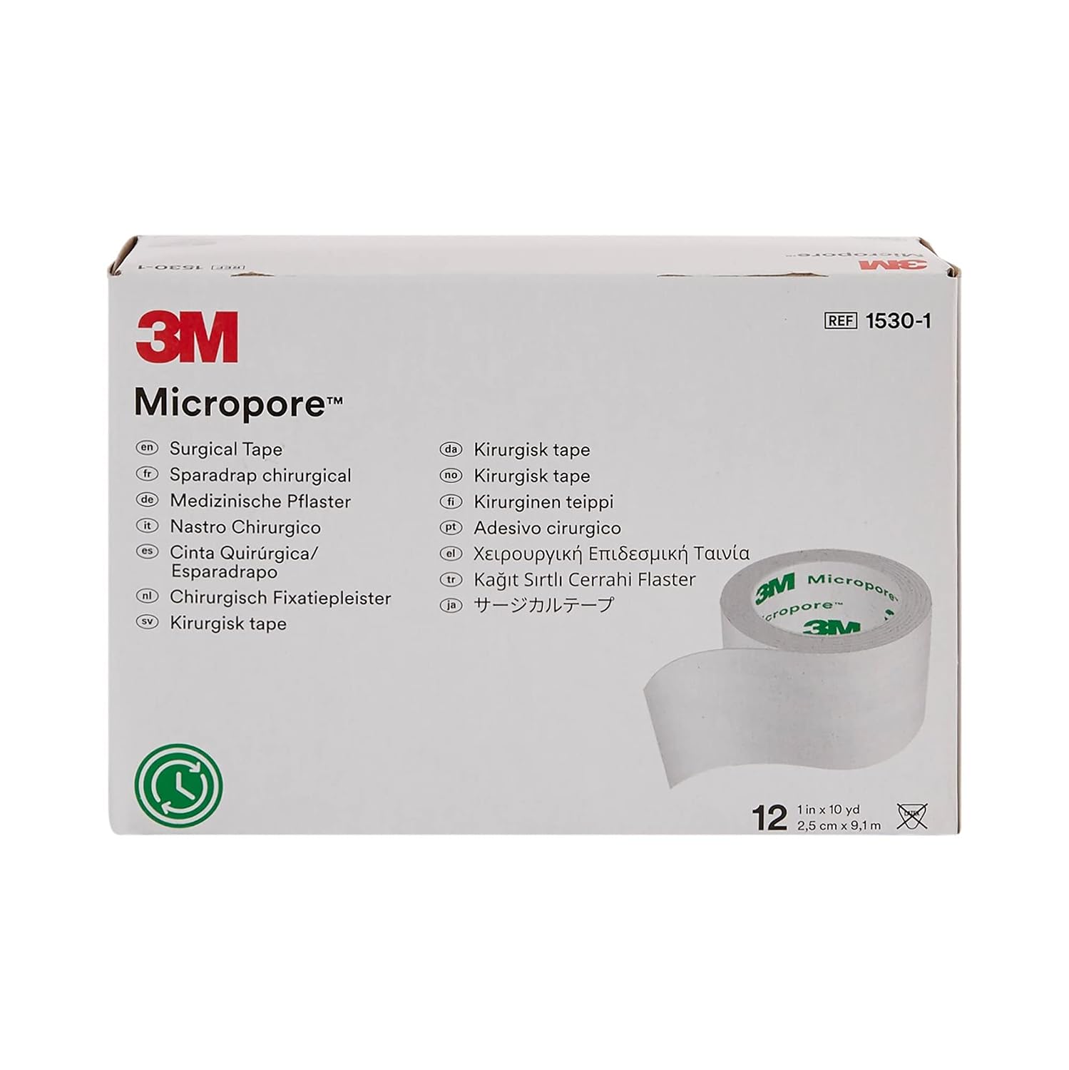 3M Micropore Paper Tape - White, 1" x 10yds (Box of 12)