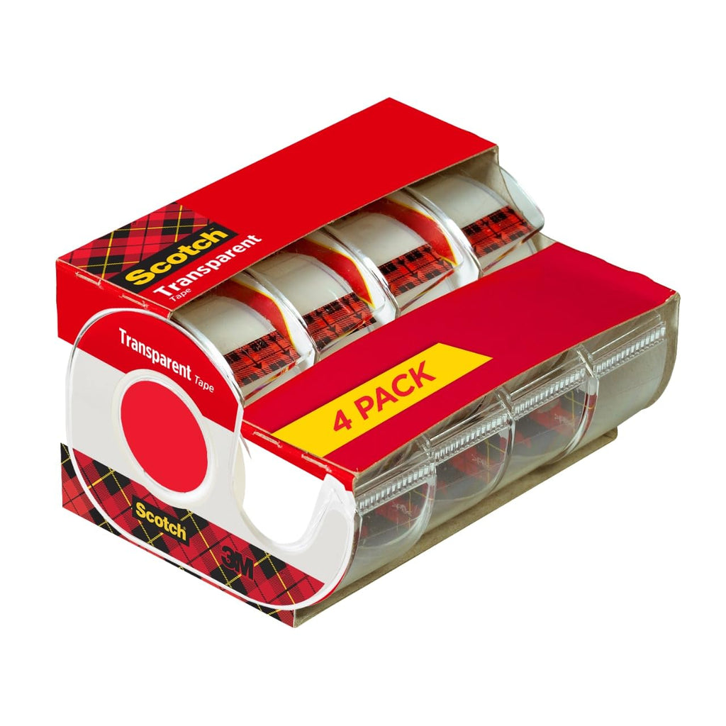 Scotch Transparent Tape, 3/4 x 850 Inches, 4 Dispensered Rolls, Clear