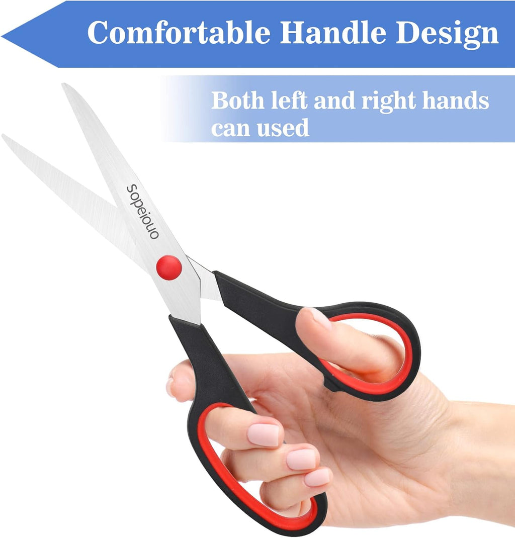 6 Pcs 8” Scissors, Sharp Stainless Steel Comfort Grip for Everyday Use
