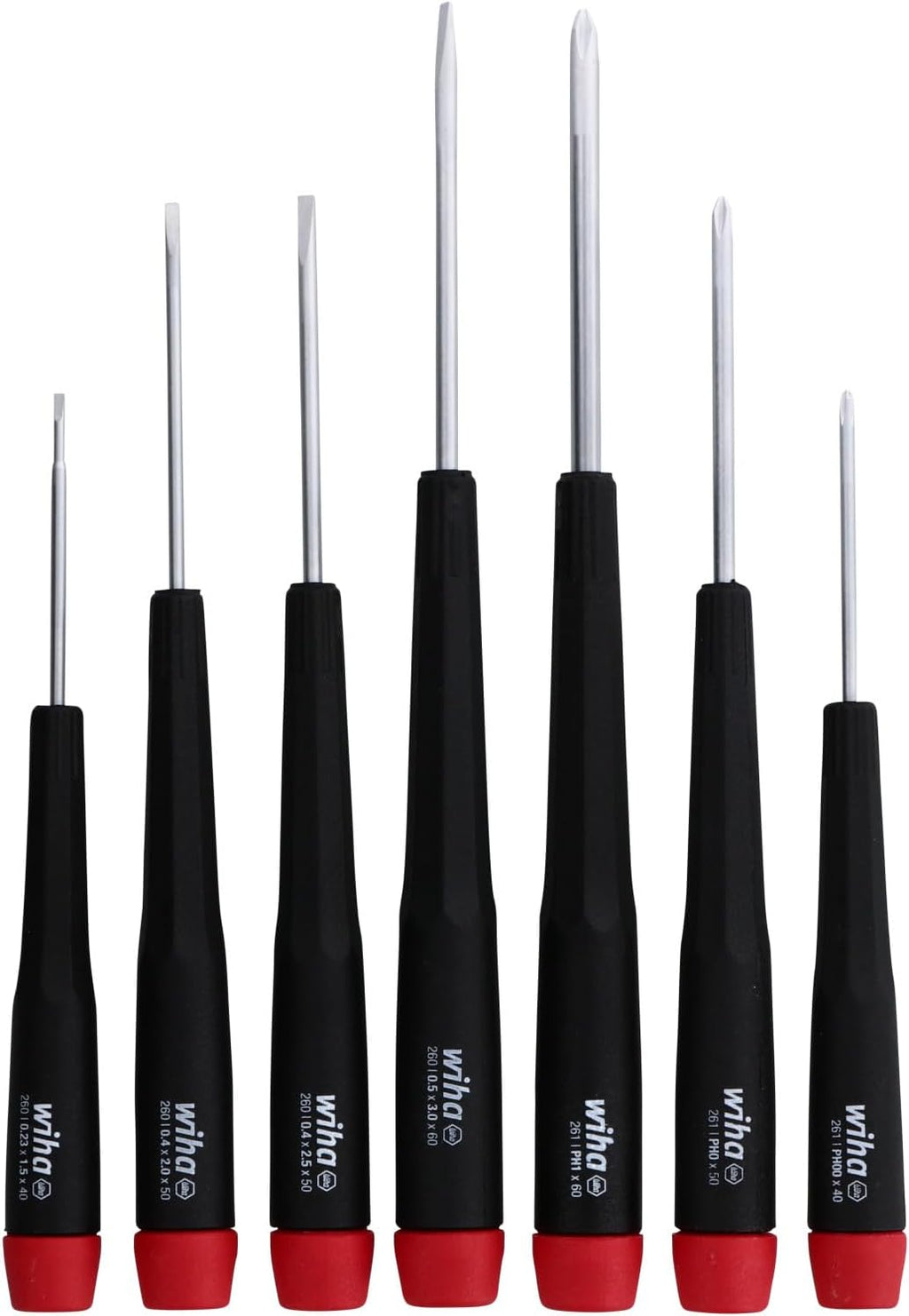 Wiha 26197 Precision Screwdriver Set, 7-Piece Mini Slotted & Phillips, PicoFinish Handles with Rotating Caps, Small Screwdrivers for Electronics & Fine Work