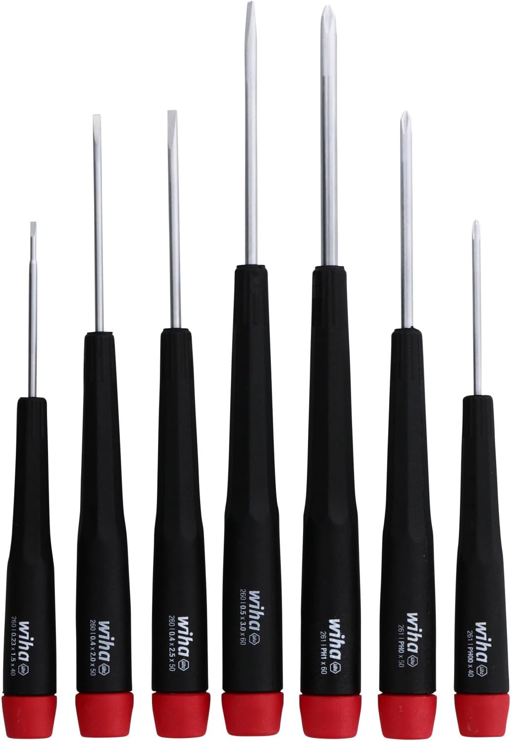 Wiha 26197 Precision Screwdriver Set, 7-Piece Mini Slotted & Phillips, PicoFinish Handles with Rotating Caps, Small Screwdrivers for Electronics & Fine Work