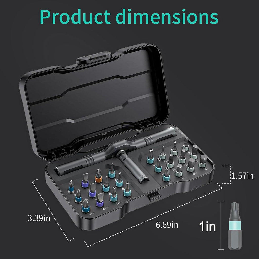 24 in 1 Magnetic Screwdriver Set with Detachable Ratchet Handle