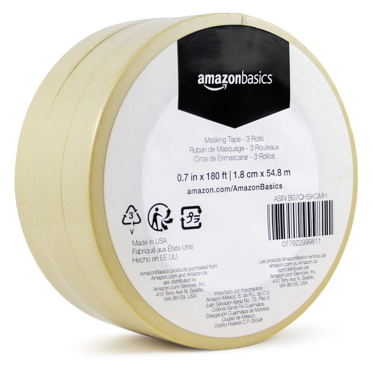 Amazon Basics Multi-Surface Masking Tape for Labeling, 1.41" x 60 Yards, Beige, 1 Roll