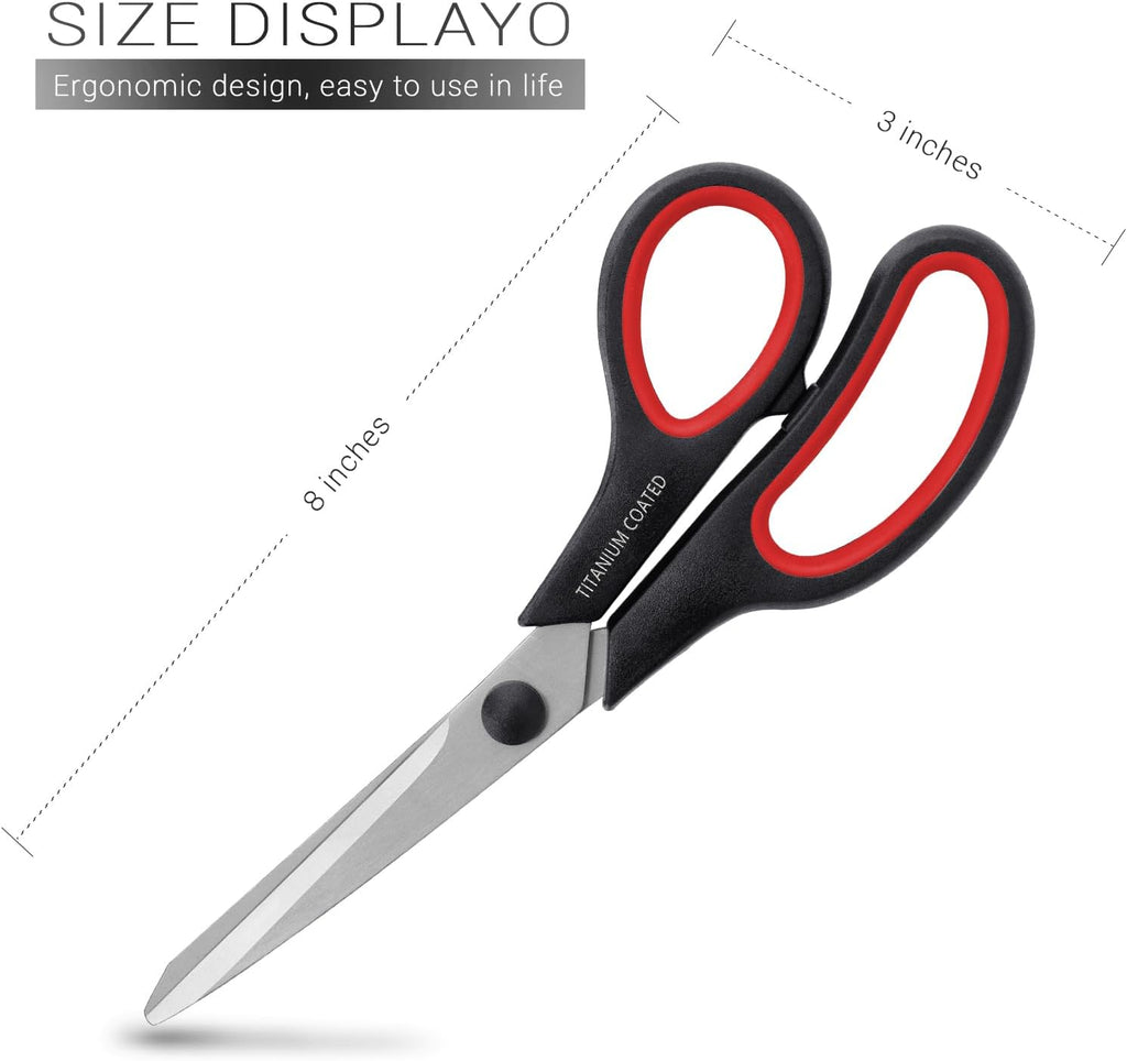Scissors 8" Multipurpose Titanium Coated Sturdy Sharp, Black, 1 Pack