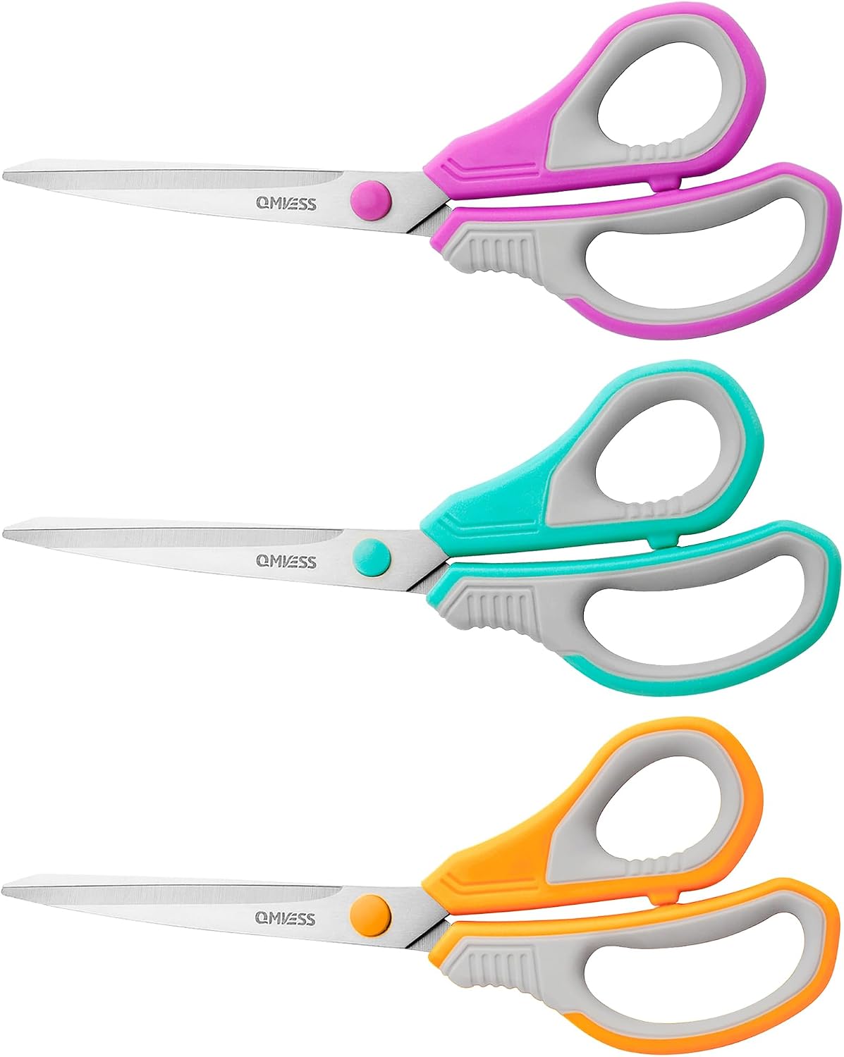 QMVESS 8.5" Scissors All Purpose 3 Pack Heavy Duty for Office School Fabric