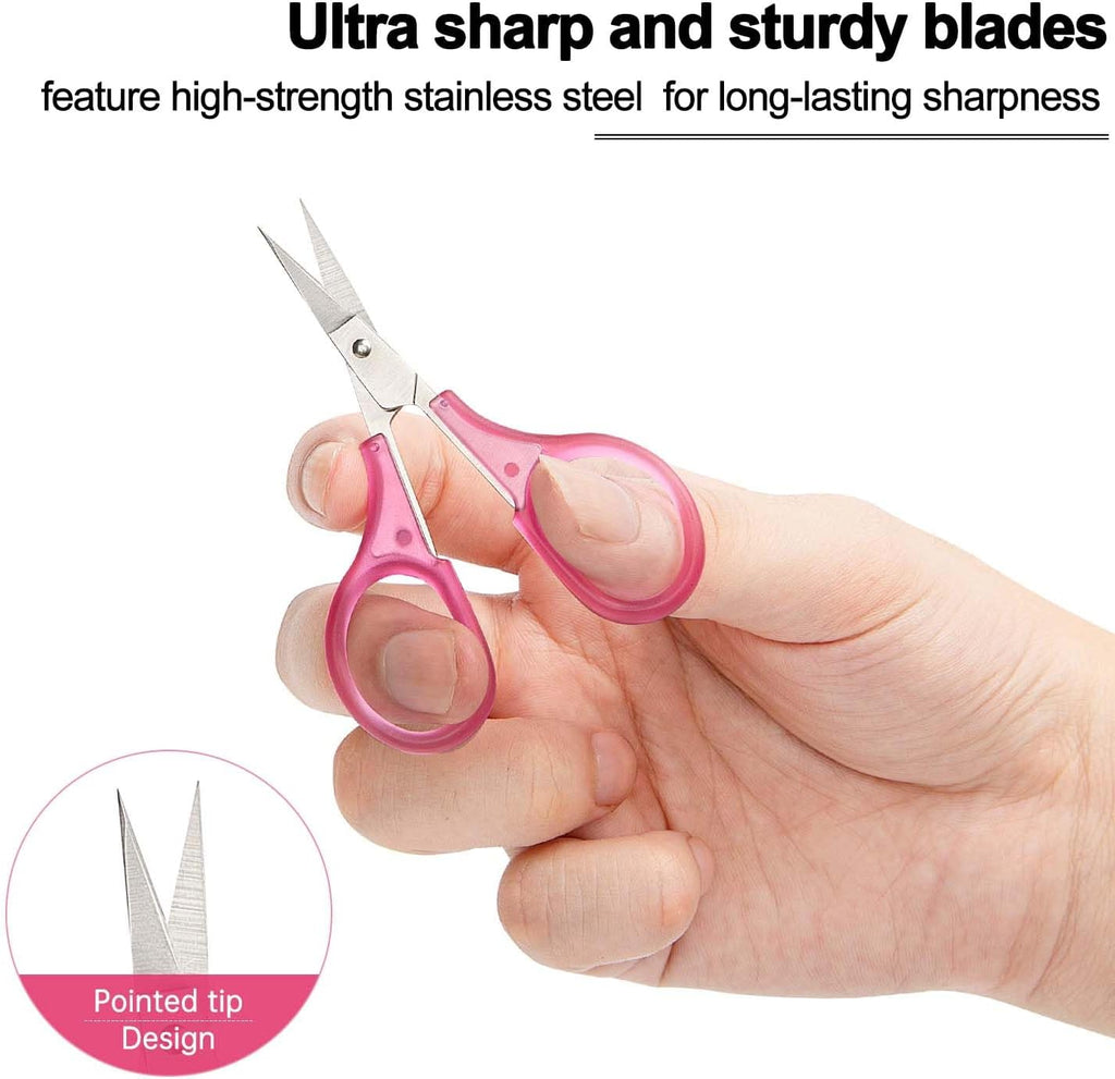 SCAIKTIG Small Craft Scissors, 3" Tiny Travel Scissors Tsa Compliant with Cover, Sharp Scissors all Purpose, Straight Fine Tips Mini Sewing Scissors Set, Precision Detail Paper Cutting, Pink/Purple