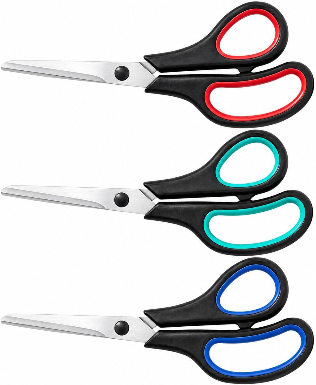 Scissors All Purpose 3 Pack, 8" Stainless Steel Sewing Craft Scissors for Office, Sharp Cutting Tools for Adults Teachers, School Supplies Bulk, Home Office School Essentials for Paper Shear Fabric