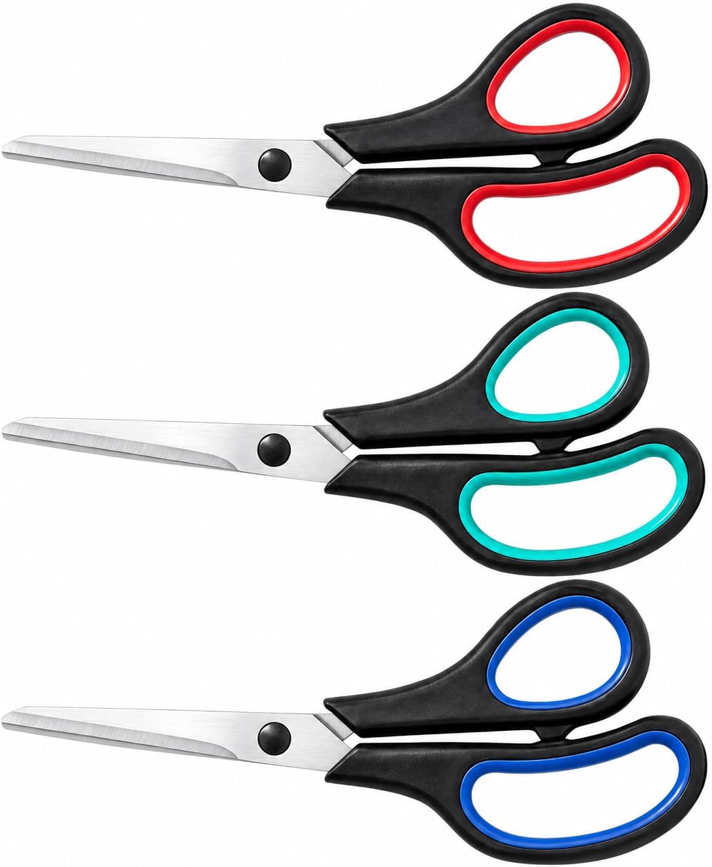 Scissors All Purpose 3 Pack, 8" Stainless Steel Sewing Craft Scissors for Office, Sharp Cutting Tools for Adults Teachers, School Supplies Bulk, Home Office School Essentials for Paper Shear Fabric