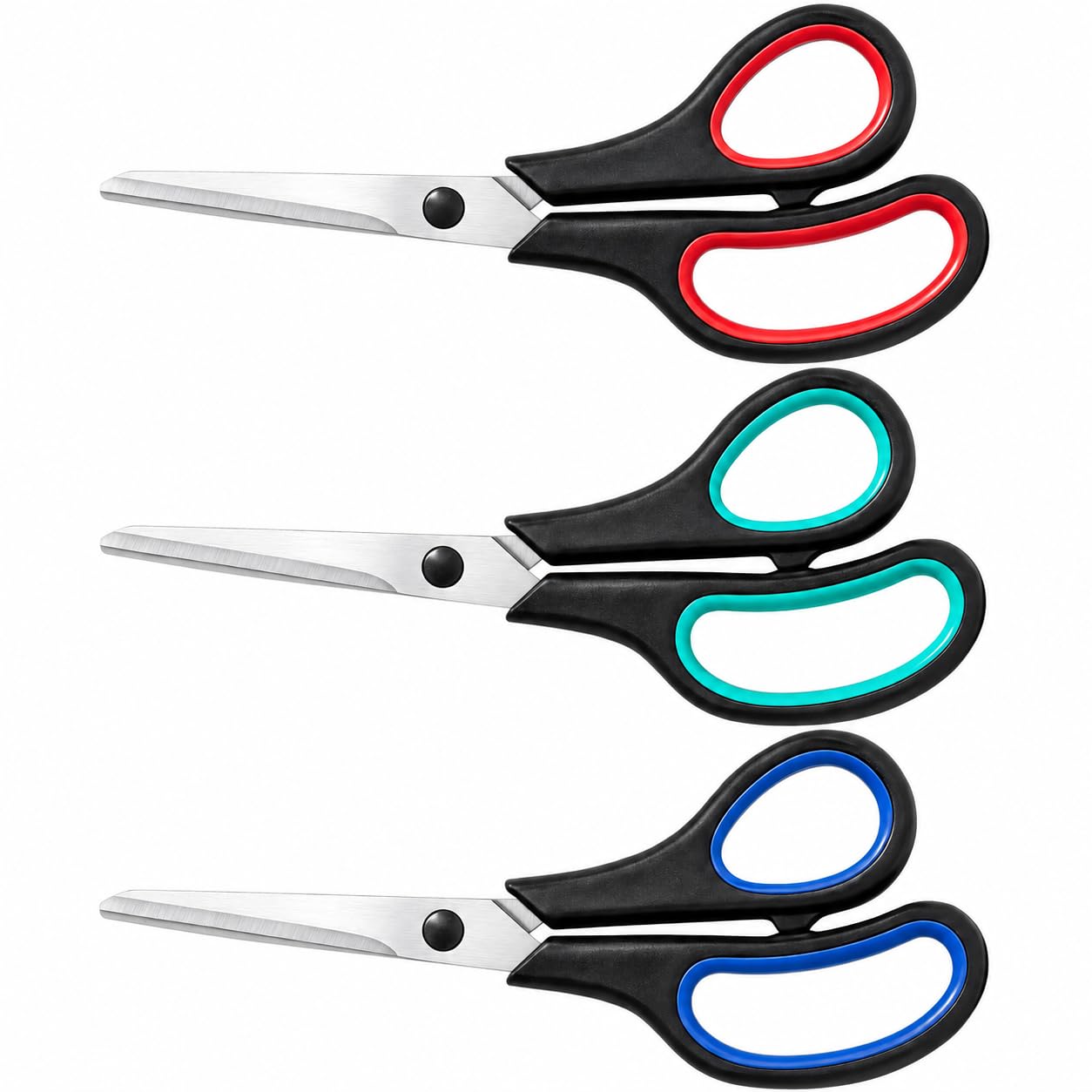 Scissors All Purpose 3 Pack, 8" Stainless Steel Sewing Craft Scissors for Office, Sharp Cutting Tools for Adults Teachers, School Supplies Bulk, Home Office School Essentials for Paper Shear Fabric