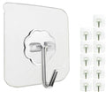 24 Pack Adhesive Wall Hooks 33LB Heavy Duty No Drill Clear Sticky Hooks
