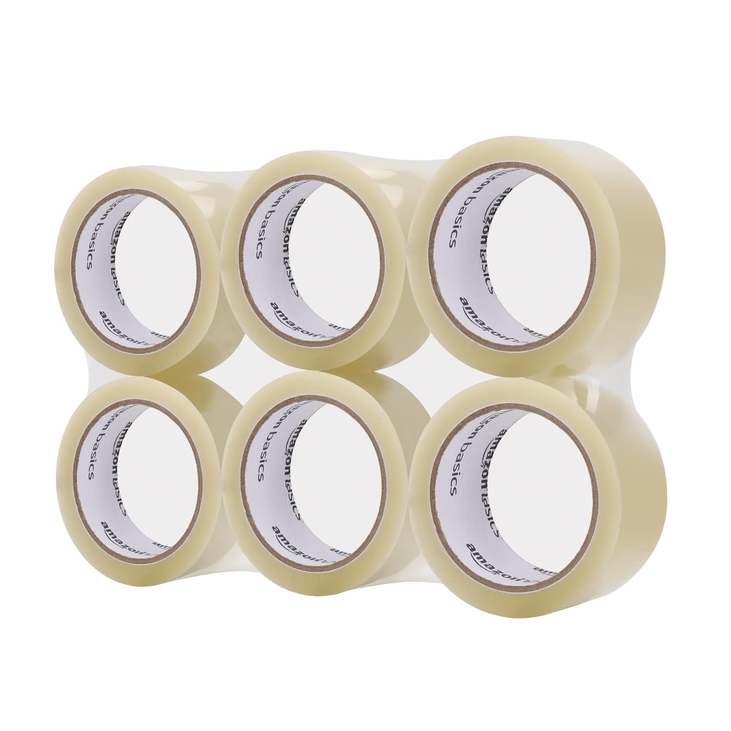Amazon Basics Shipping Packing Tape for Moving and Sealing Boxes, Clear, 1.9 in x 60.3 yards, 1.8mil Thickness, 6 Rolls