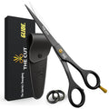 The Cut Factory® Hair Scissors & Hair Cutting Scissors - 6.5” Matte Black Professional Barber Shears with Micro-Serrated Blade, Gift Box & Leather Pouch