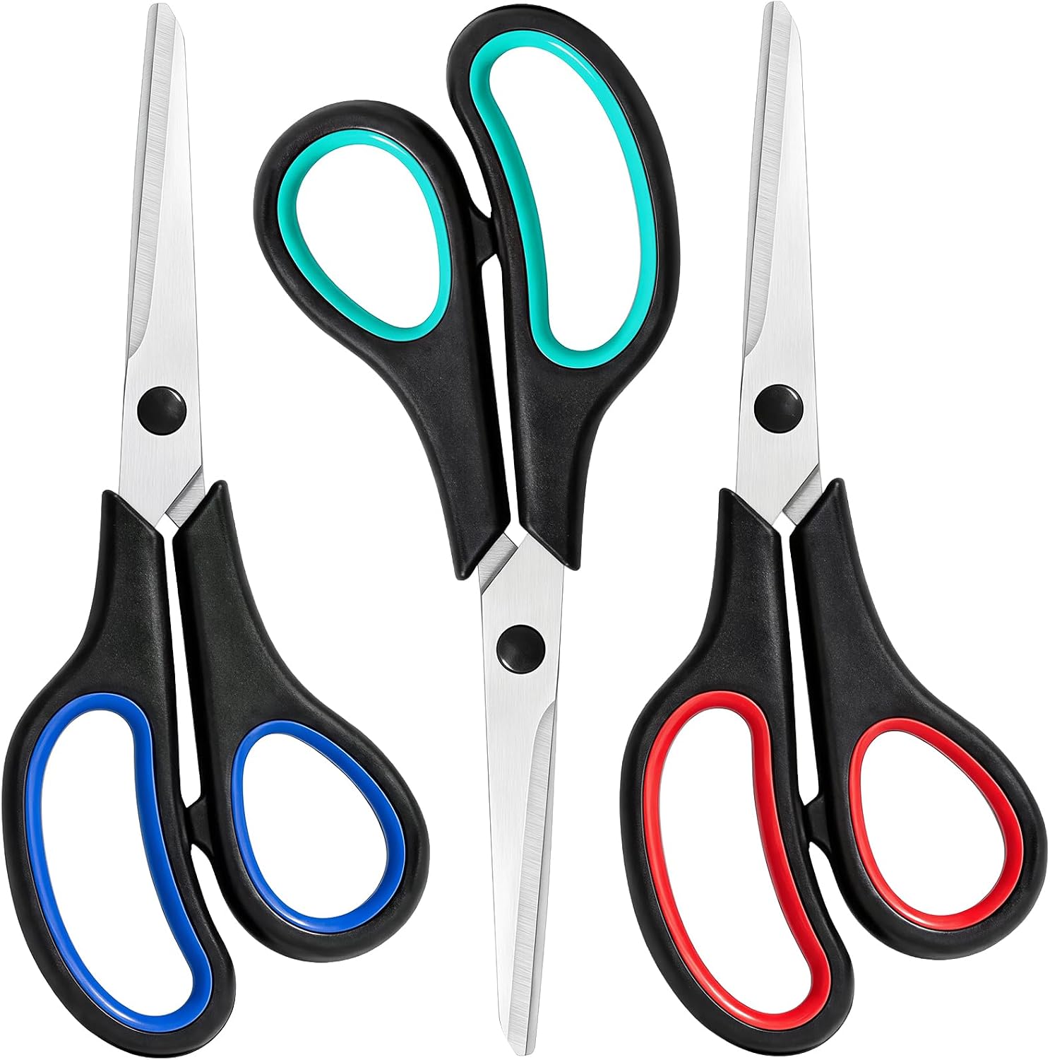 3 Packs Scissors All Purpose, 8 Inch Scissors Bulk Sharp Sewing Fabric Shears for Office Home School Supplies, Stainless Steel Craft Scissor for Adults Teachers, Right/Left Handles Cutting Tools