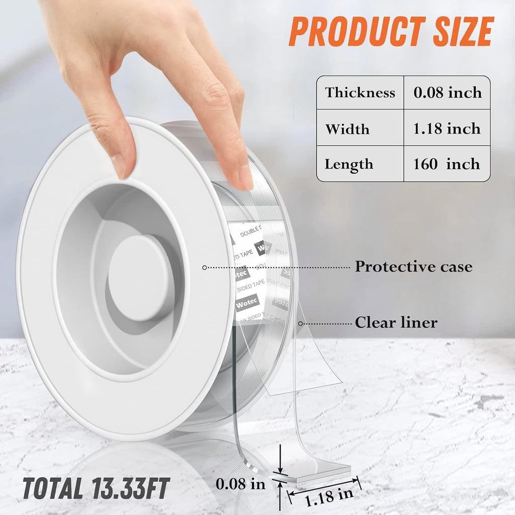 Wotec Extra Large 1.18 in x 160 in Double Sided Tape Heavy Duty Removable