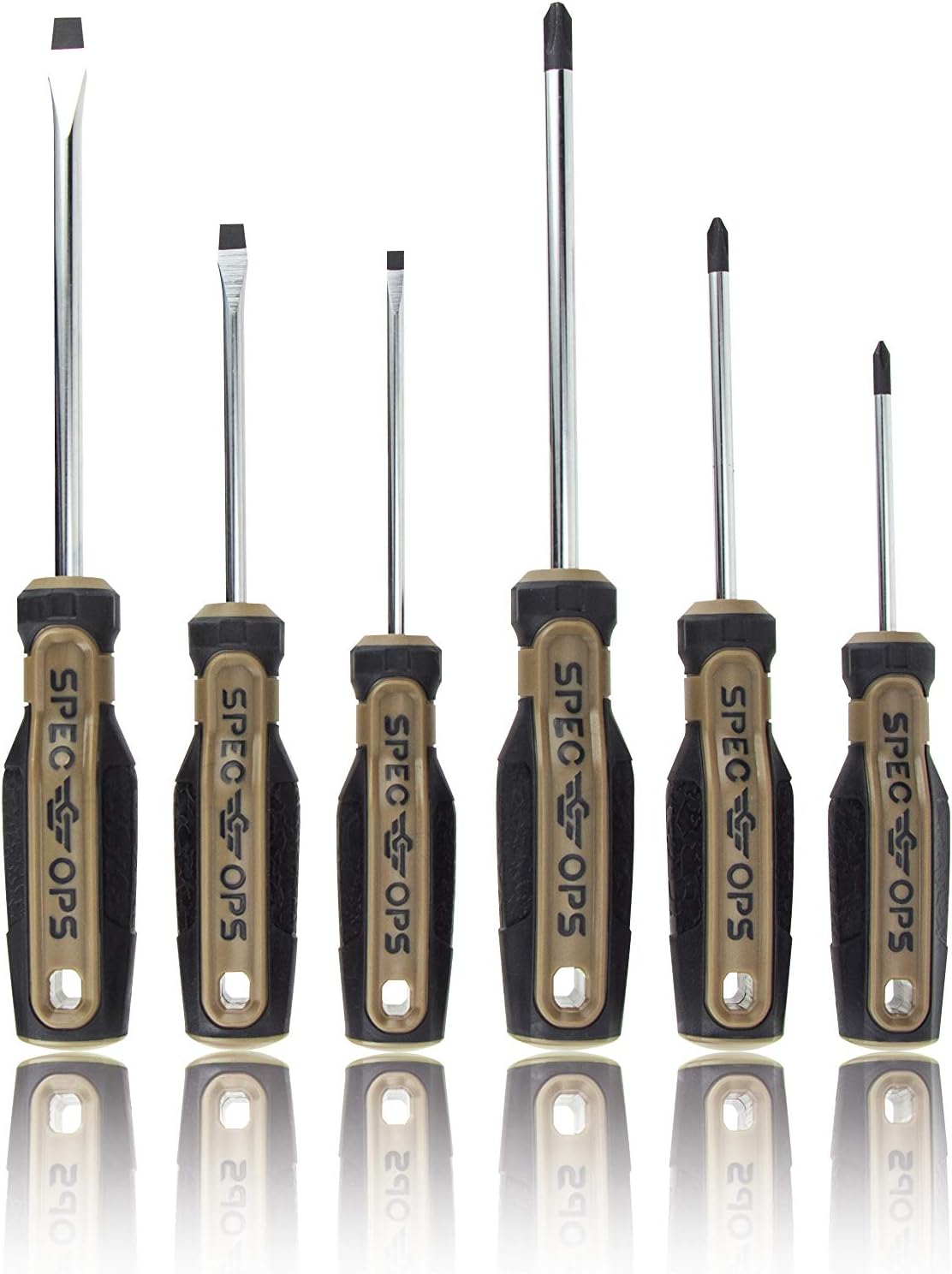 Spec Ops Tools Screwdriver Set for Professional Construction & Jobsite Use, Phillips and Slotted Drivers with Magnetic Tips, 6-Piece