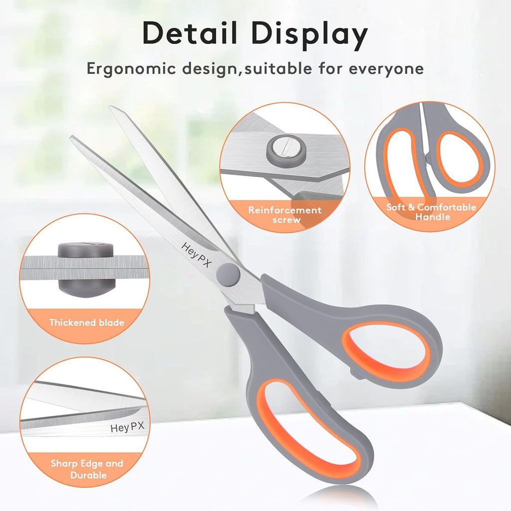 3 Pack 8.5" Stainless Steel Scissors All Purpose for Office School