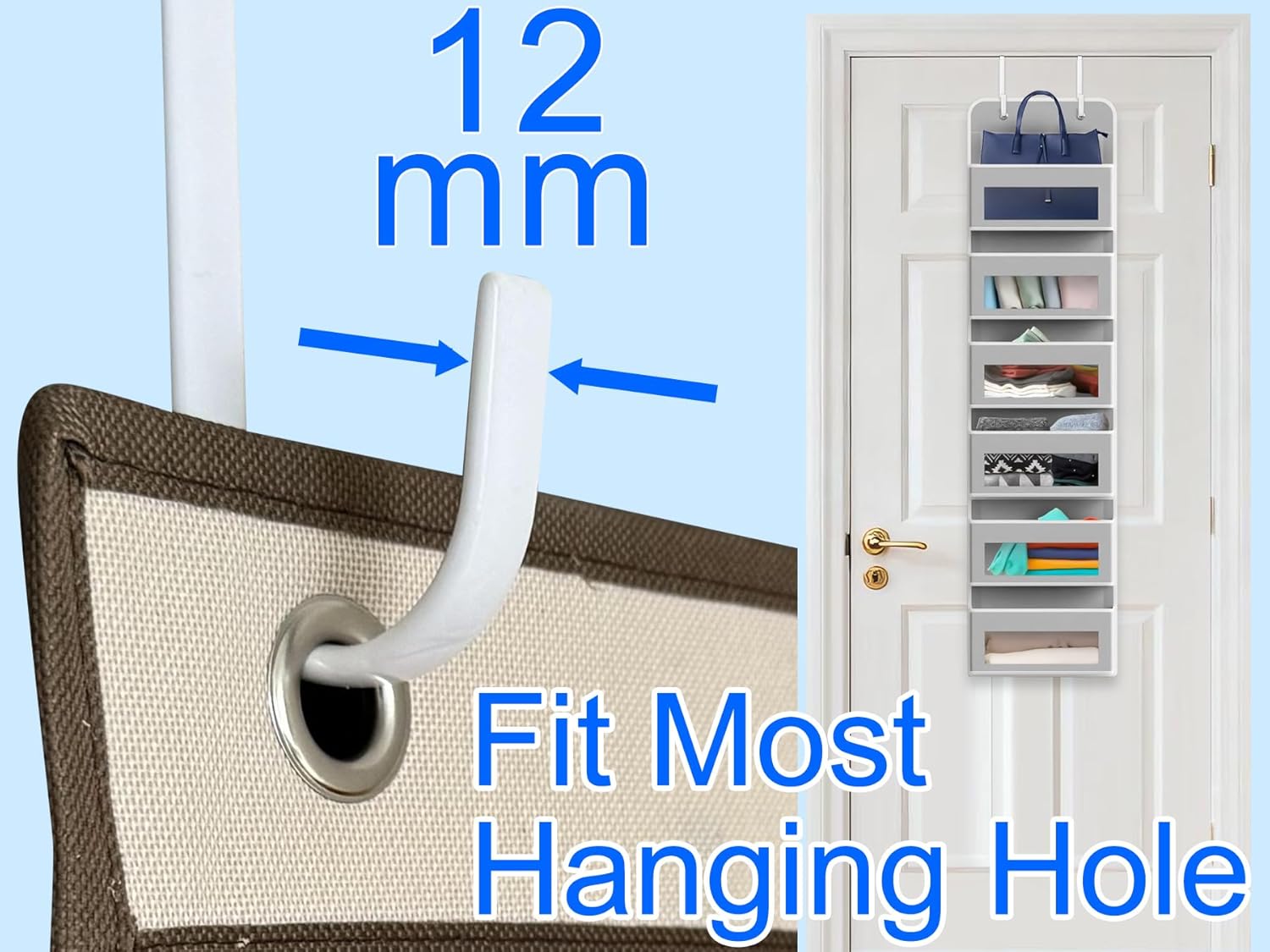Mars-Rock Single Over Door Steel Hooks 4 Pack Fit 1-3/8" Door 5.5" White