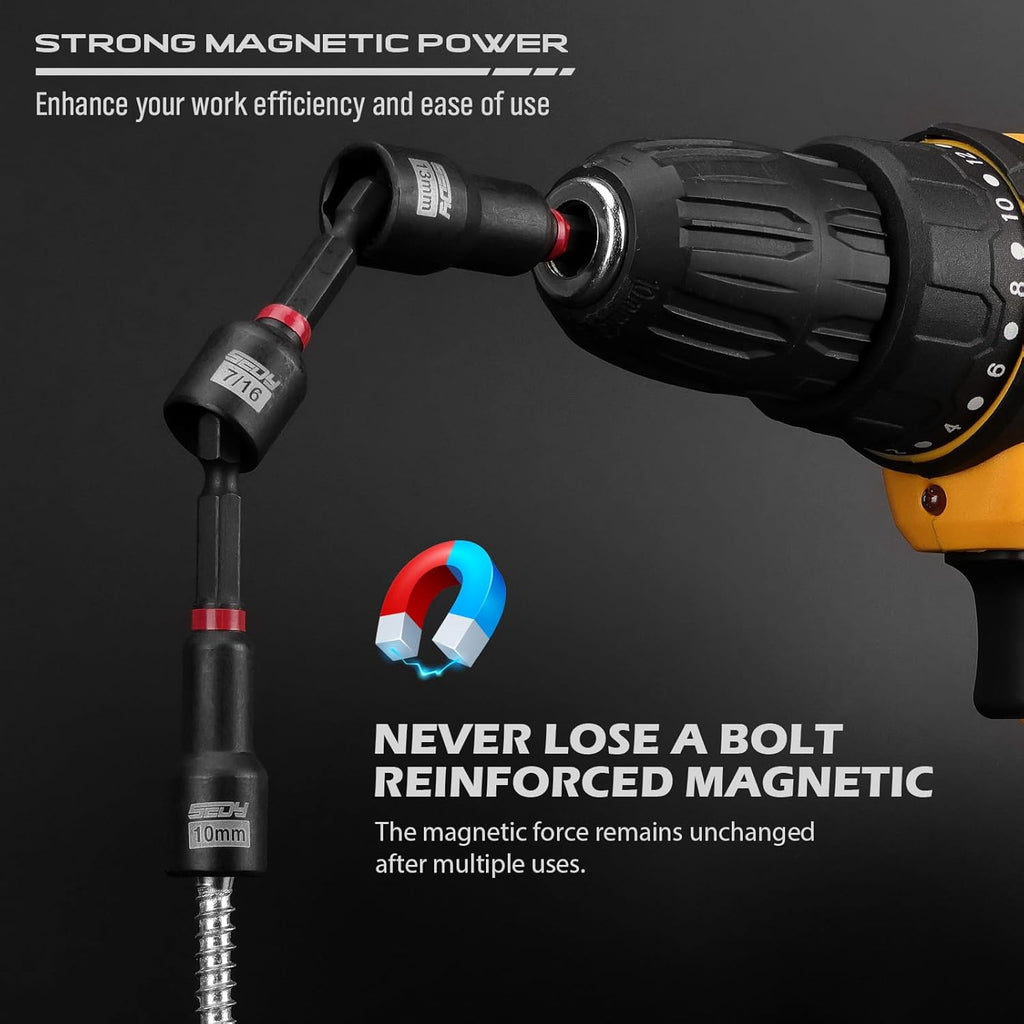 80-Piece Premium Magnetic Impact Nut Driver Set Metric & SAE with Socket Adapters, Bit Holder, Wing Nut Driver, Universal Sockets, Quick Release Extension, Power Bits