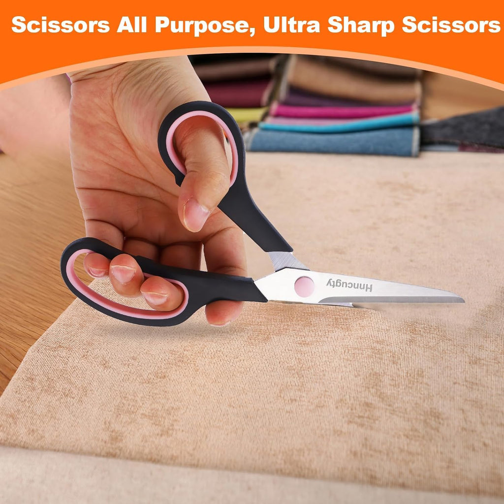 Scissors for Office School Supplies, Hnncugty 8"Scissors All Purpose 6 Pack