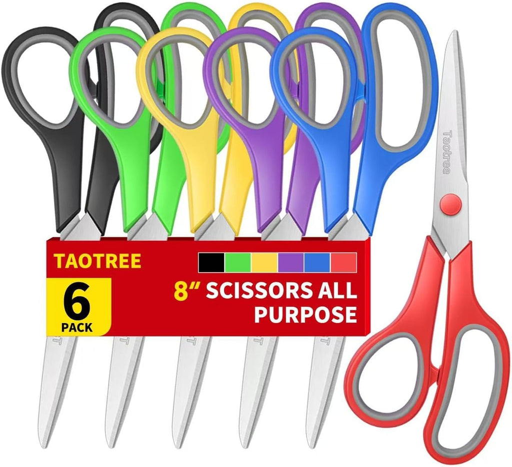 Scissors Bulk Set of 6-Pack, Taotree 8"Scissors All Purpose Heavy Duty