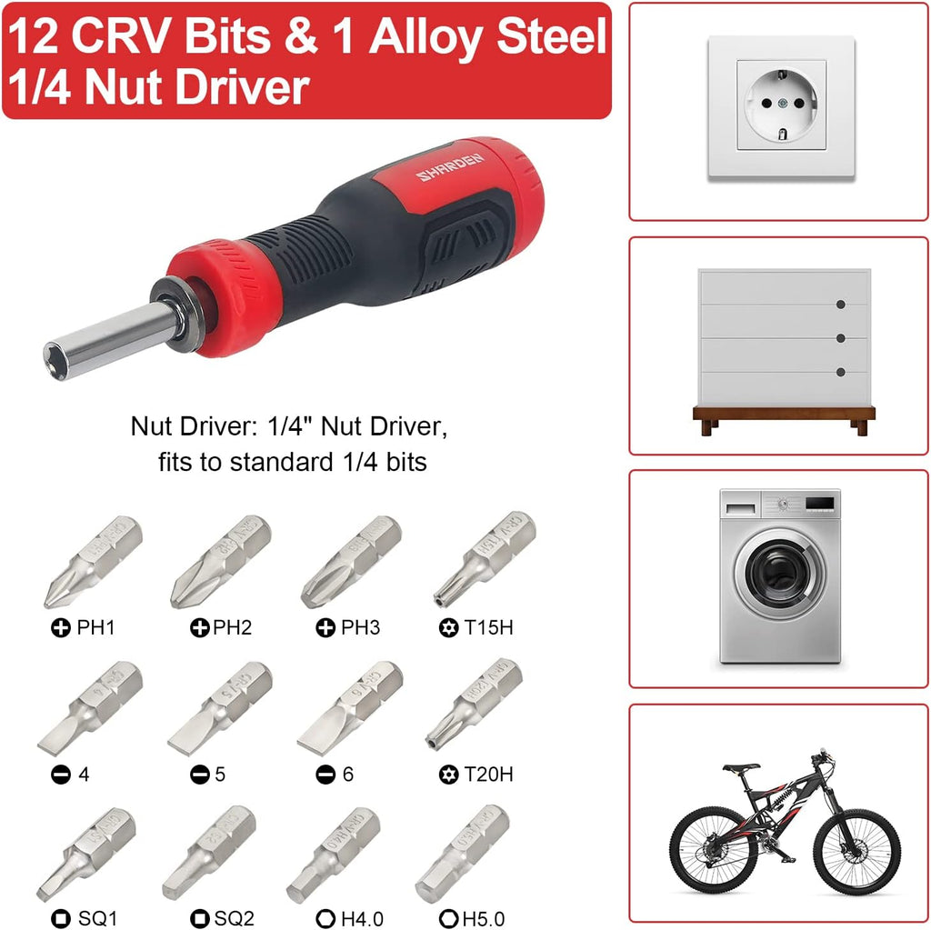 SHARDEN 13-in-1 Multi Screw Driver, Adjustable Screwdriver Set Multitool