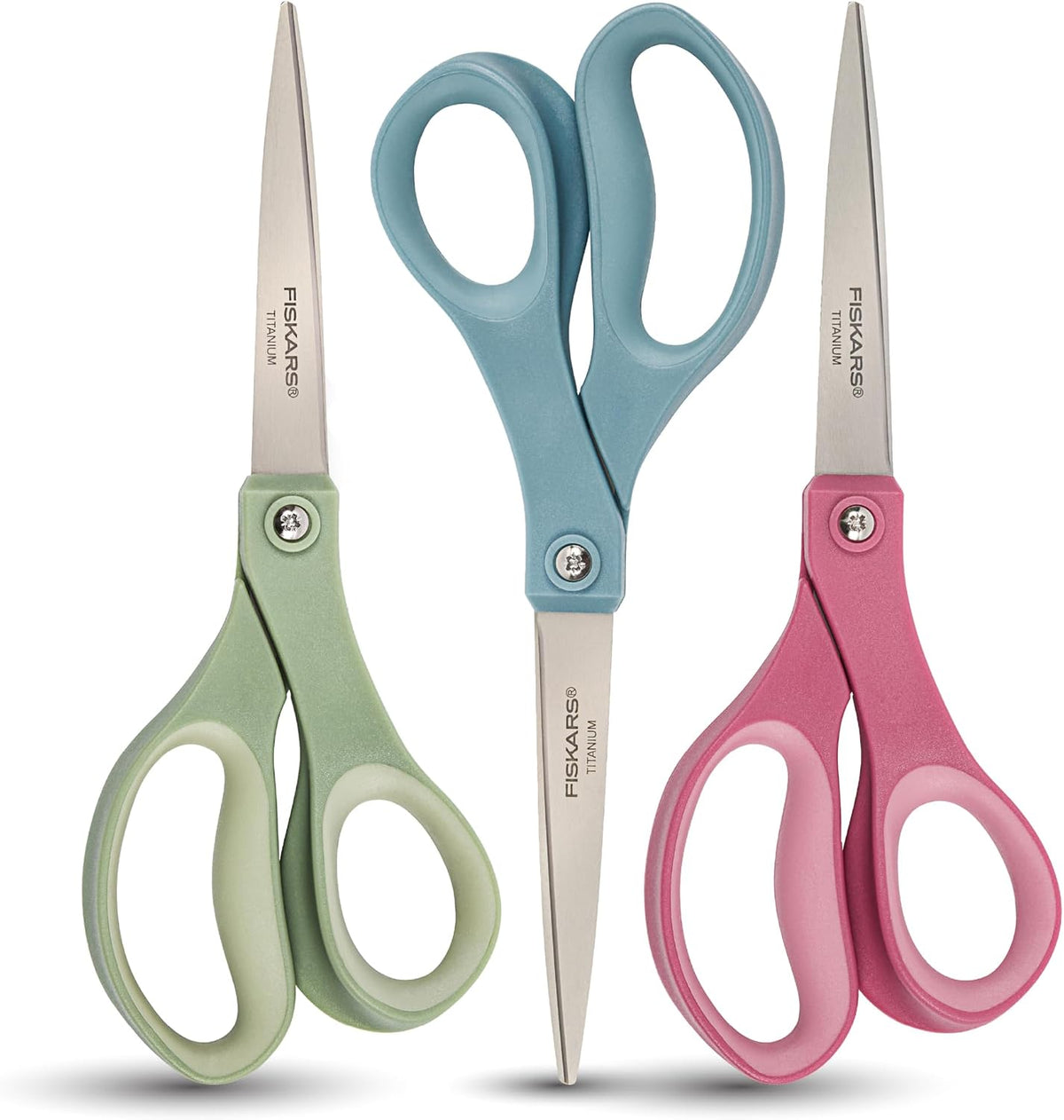 Fiskars 8” SoftGrip Titanium All Purpose Scissors for Office, 3-Pack
