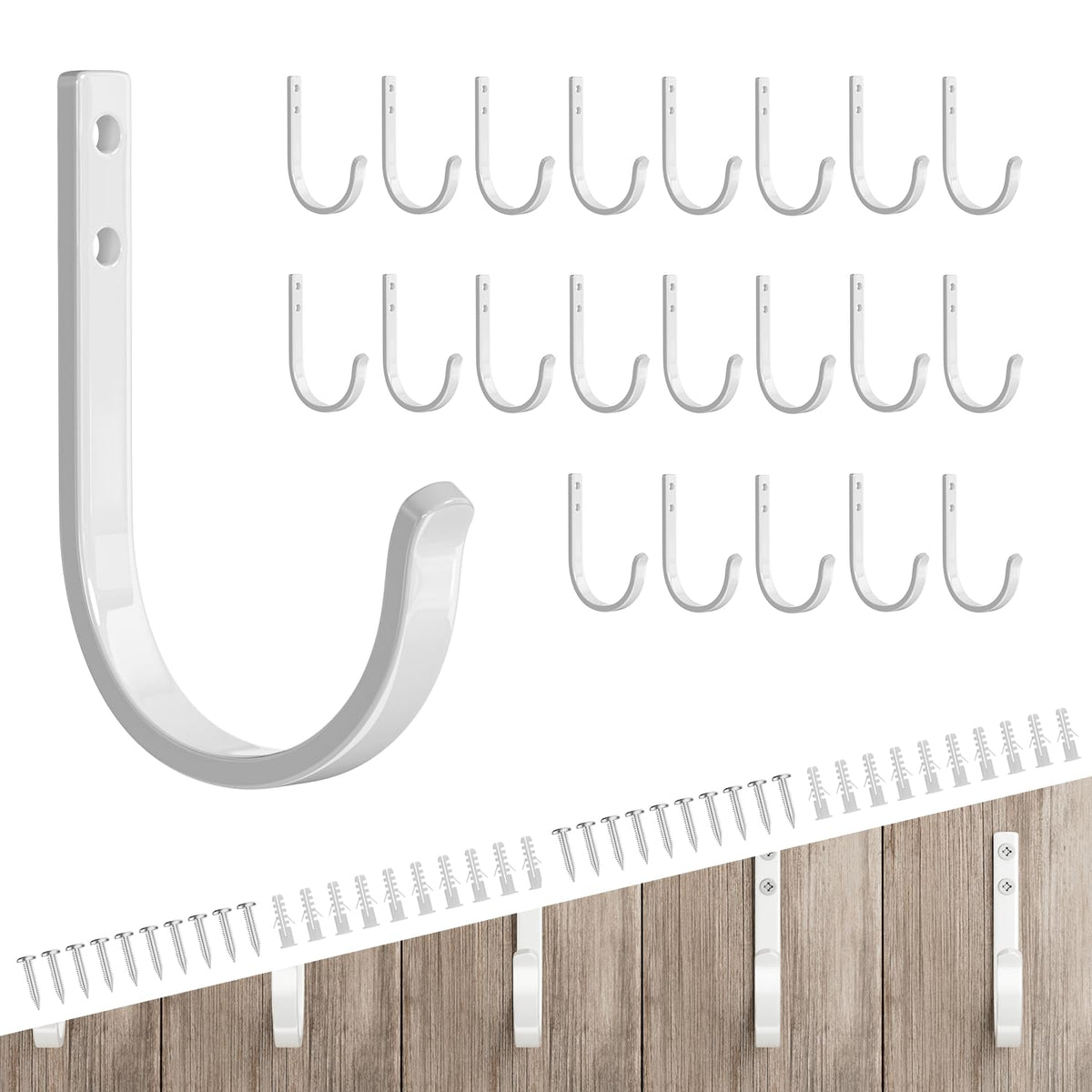 22LB Wall Hooks for Hanging Towel/Coat, Black 5 Pack