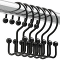 Titanker Shower Curtain Hooks Rings, Rust Resistant Metal Double Glide Shower Hooks Rings for Bathroom Shower Rods Curtains, Set of 12 Hooks - Nickel