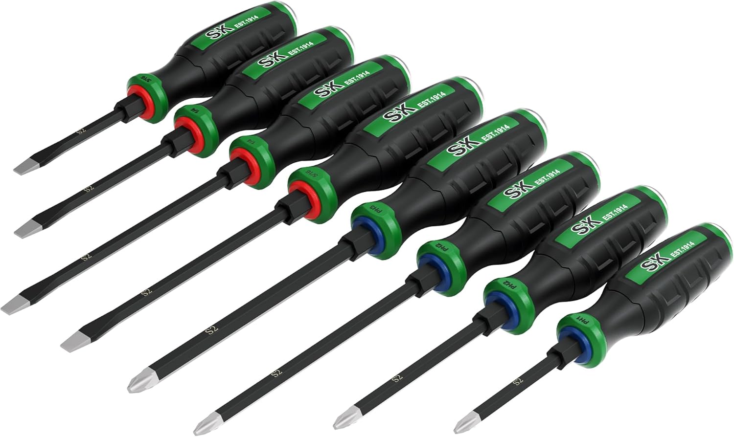 SK 8-Piece Screwdriver Set Heavy Duty, Demolition Screwdriver, S2 Steel