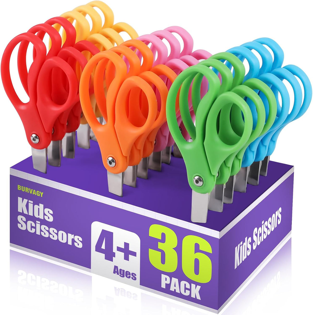 BURVAGY 36 Pack 5" Kids Scissors Safety Children Small Scissors for School