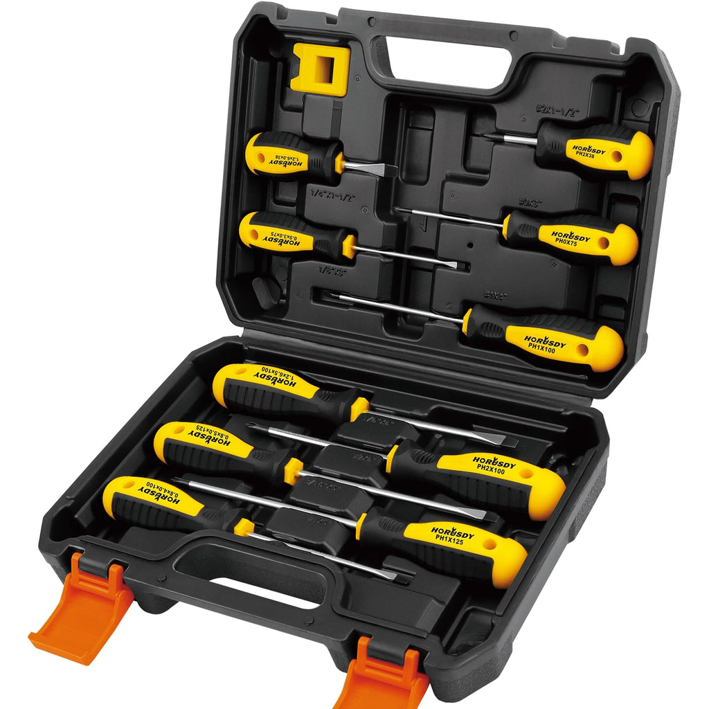 HORUSDY 11-Pieces Magnetic Screw driver, Magnetic 5 Phillips and 5 Flat Head Tips for Fastening and Loosening Seized