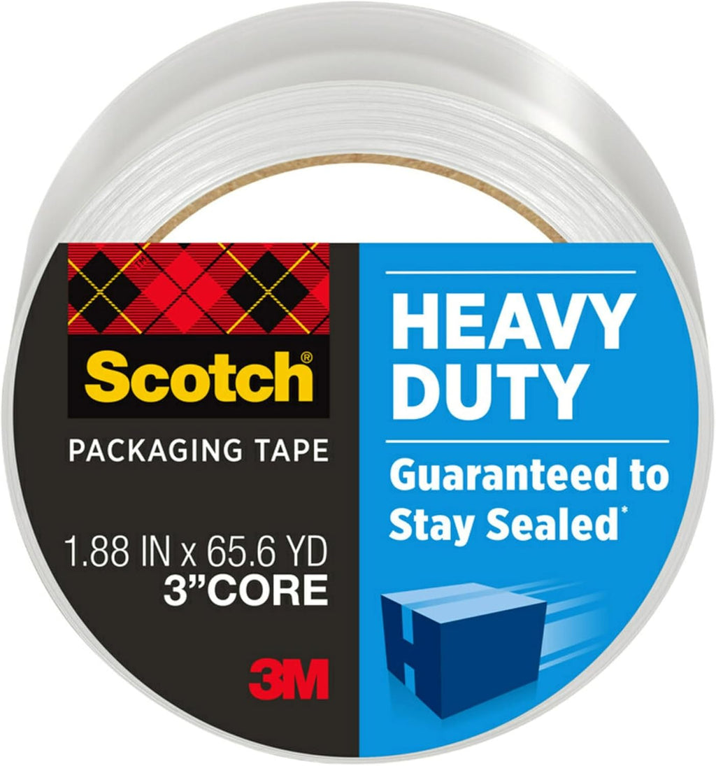 Scotch Heavy Duty Shipping Packing Tape, Clear, 1.88 in. x 65.6 yd.