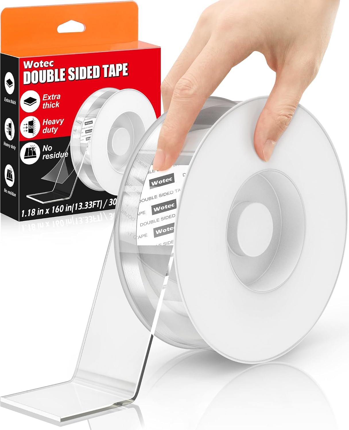 Wotec Extra Large 1.18 in x 160 in Double Sided Tape Heavy Duty Removable