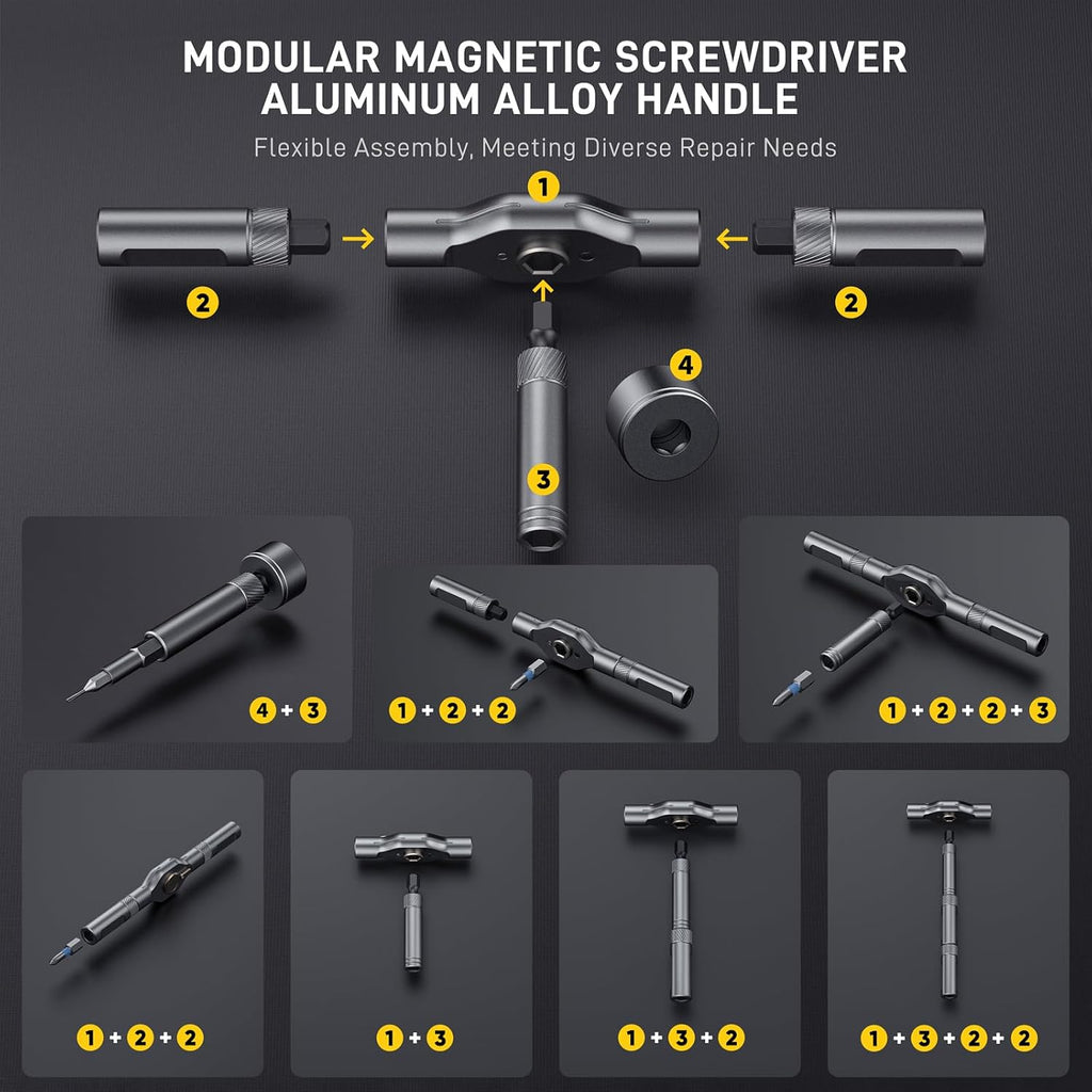 74 in 1 Magnetic Ratchet Screwdriver Set with Detachable T Handle