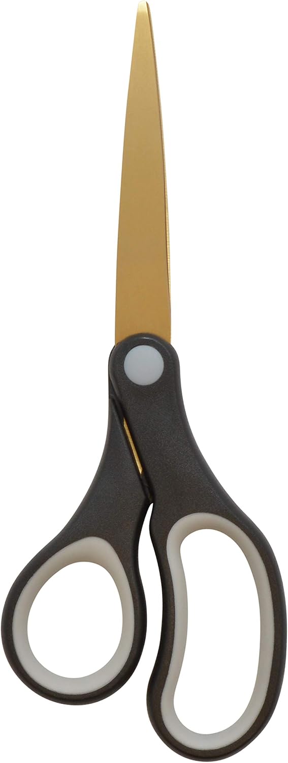 Westcott 55847 8-Inch Titanium-Bonded Scissors For Office and Home, Black/Gold, 2 Pack