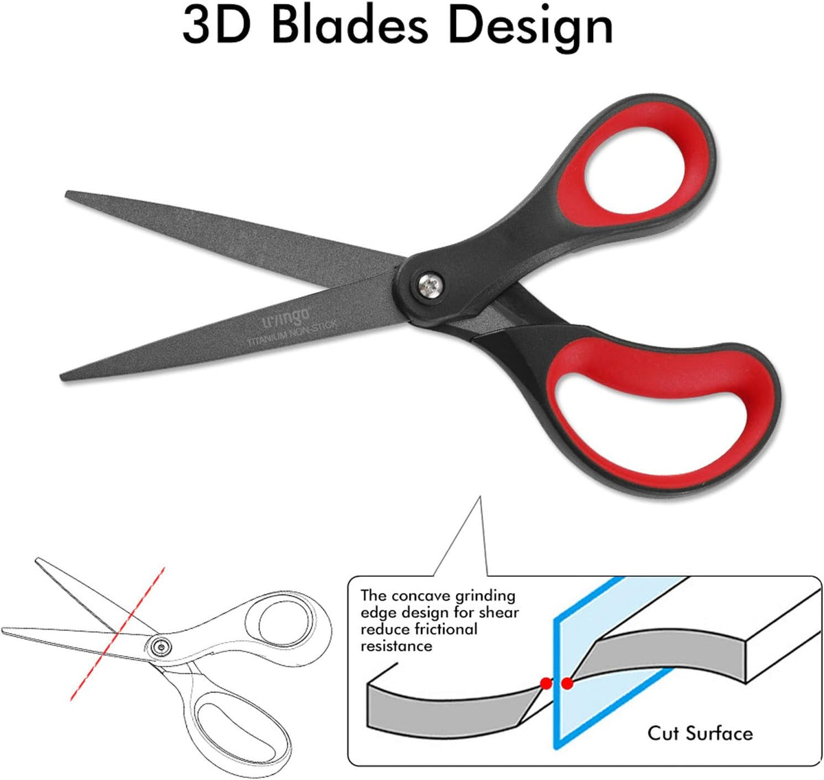 LIVINGO Scissors All Purpose Heavy Duty 8" Office Titanium Non Stick 2 Pack