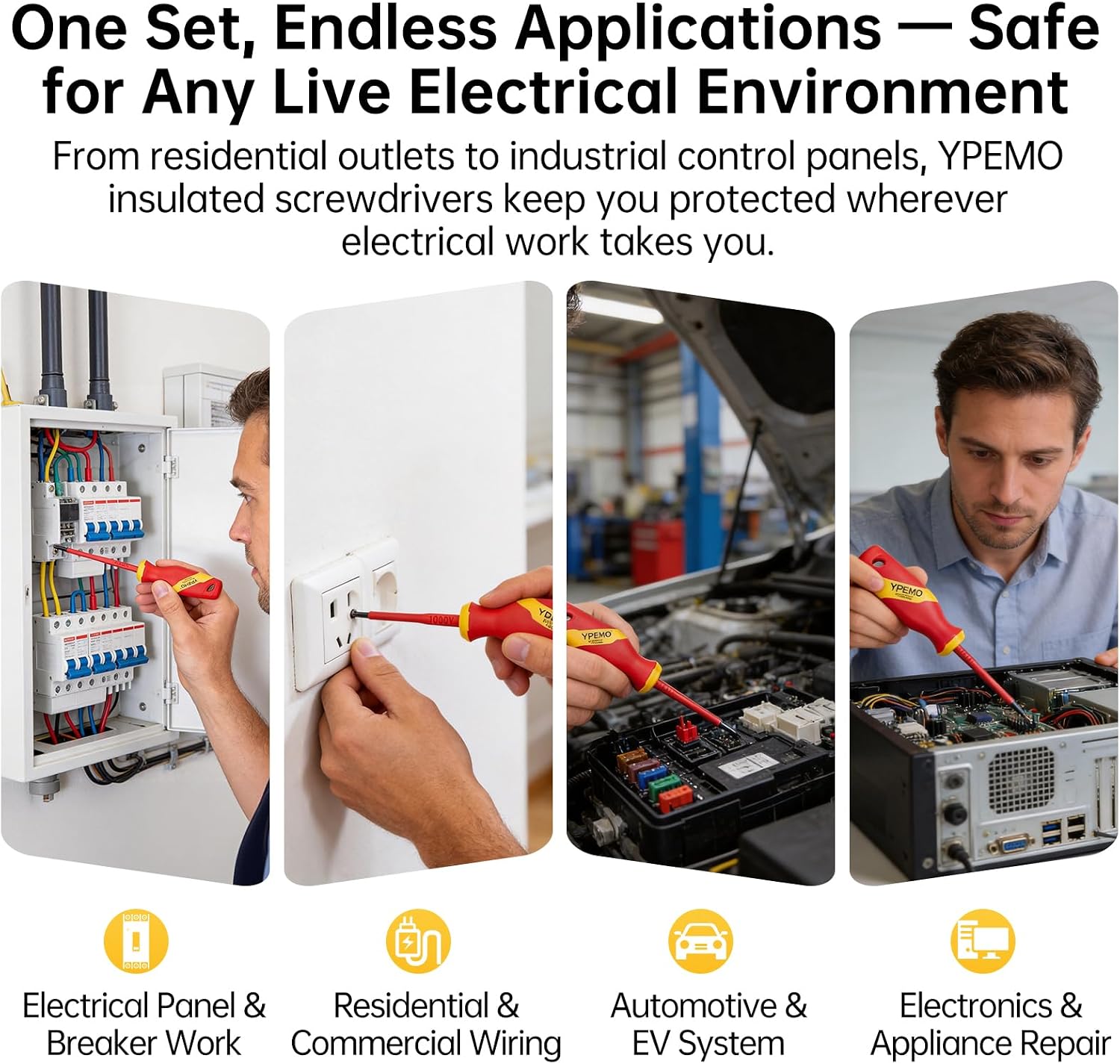 VDE Certified 1000V Insulated Screwdriver Set, 7-Piece Electrical Slotted & Phillips Screwdriver Kit with Wall-Mount Rack & Magnetizer/Demagnetizer, IEC 60900 Compliant for Electricians & DIYers