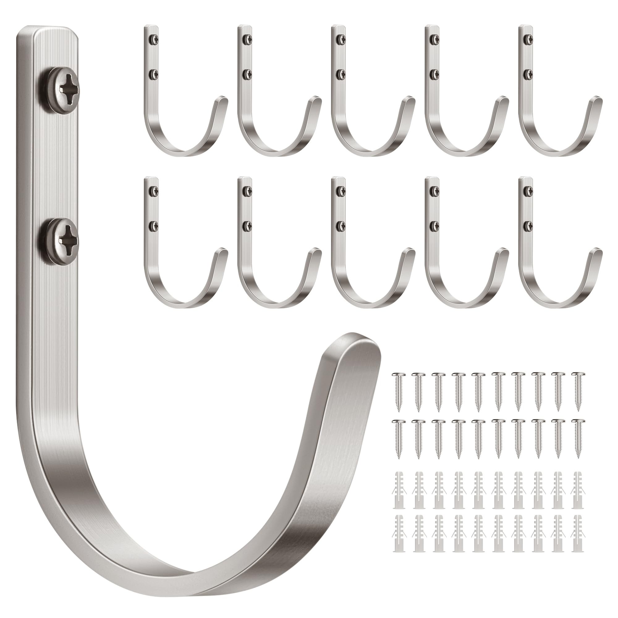 22LB Wall Hooks for Hanging Towel/Coat, Black 5 Pack