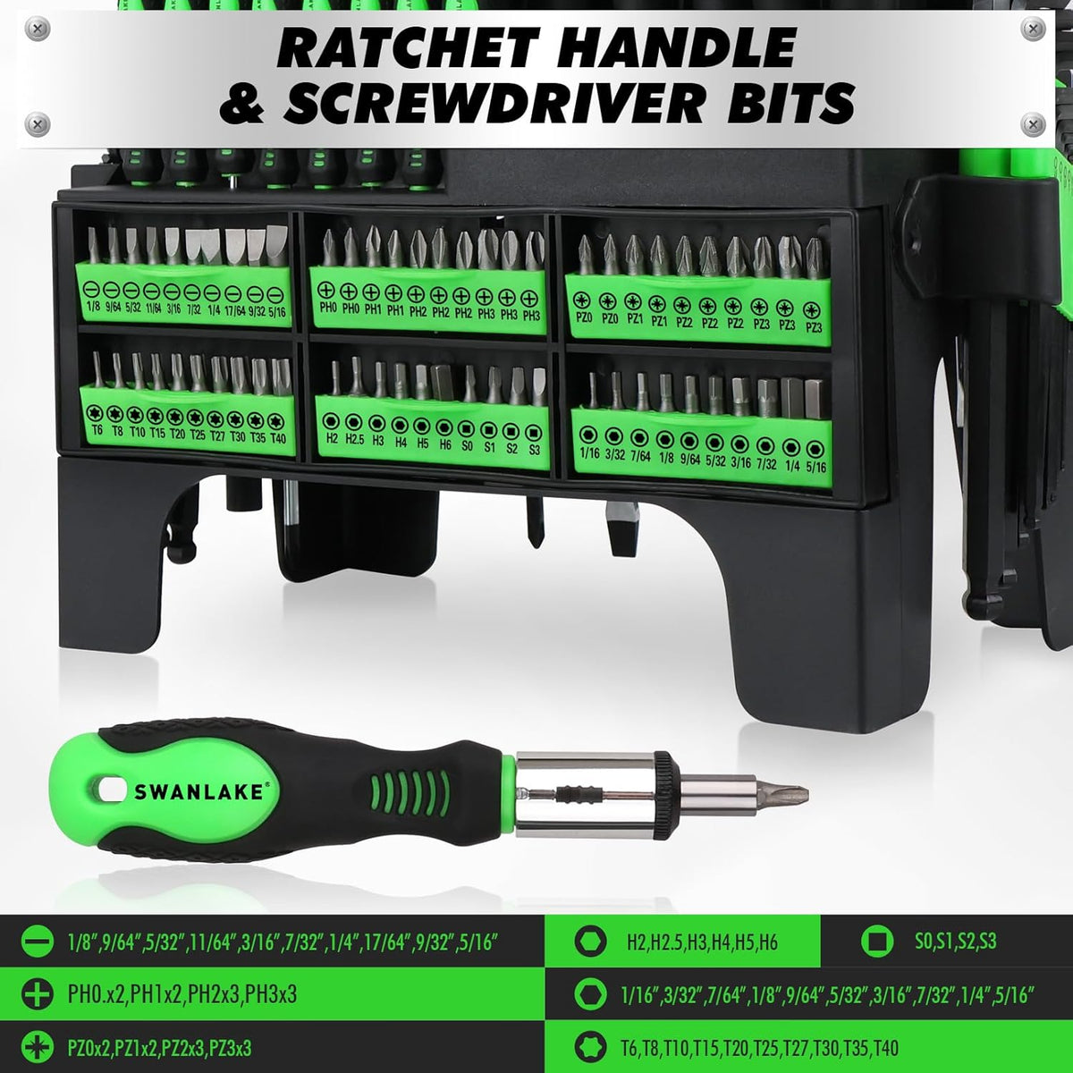 141-Piece Magnetic Screwdriver Set with Plastic Rack, Torx/Slotted/Phillips Precision Screwdrivers, SAE & Metric Hex Key Kit, Ratchet Handle & Screwdriver Bits, DIY Tools for Gift