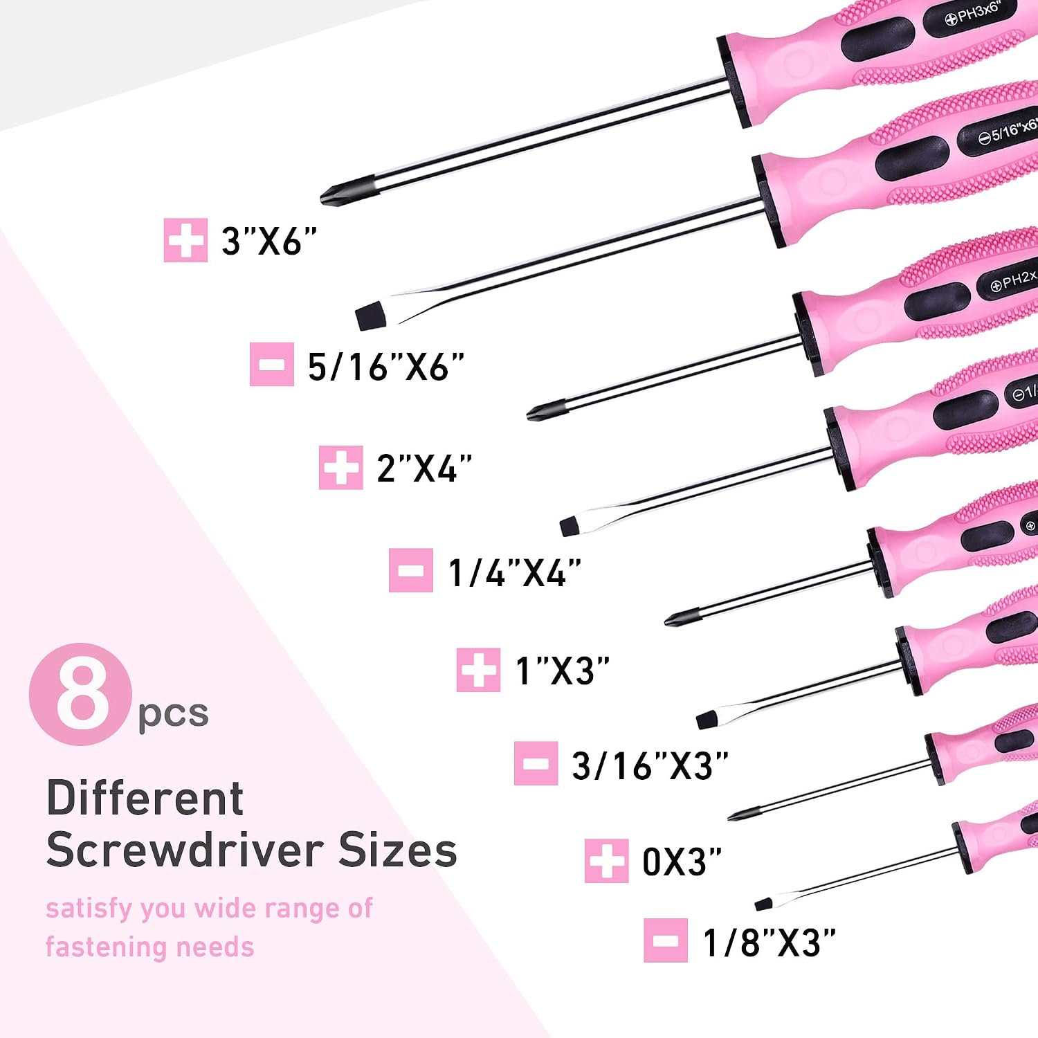 FASTPRO 12-Piece Pink Magnetic Screwdrivers Set with Storage Bag