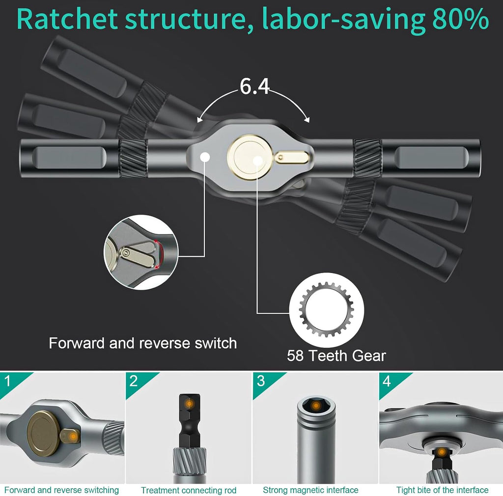 24 in 1 Magnetic Screwdriver Set with Detachable Ratchet Handle