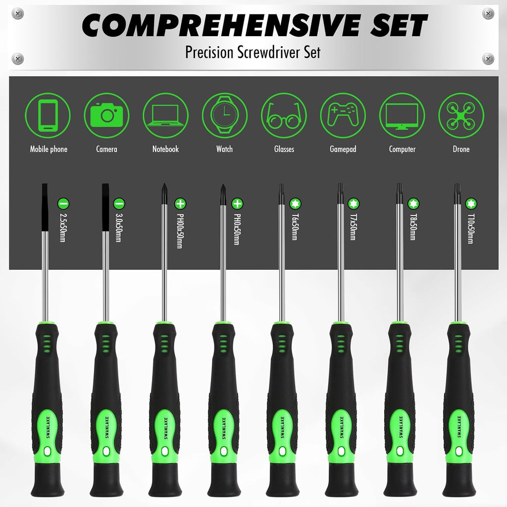 141-Piece Magnetic Screwdriver Set with Plastic Rack, Torx/Slotted/Phillips Precision Screwdrivers, SAE & Metric Hex Key Kit, Ratchet Handle & Screwdriver Bits, DIY Tools for Gift